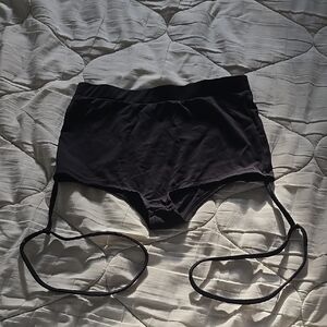 Rave Short Shorts With Leg Straps Attached - Black